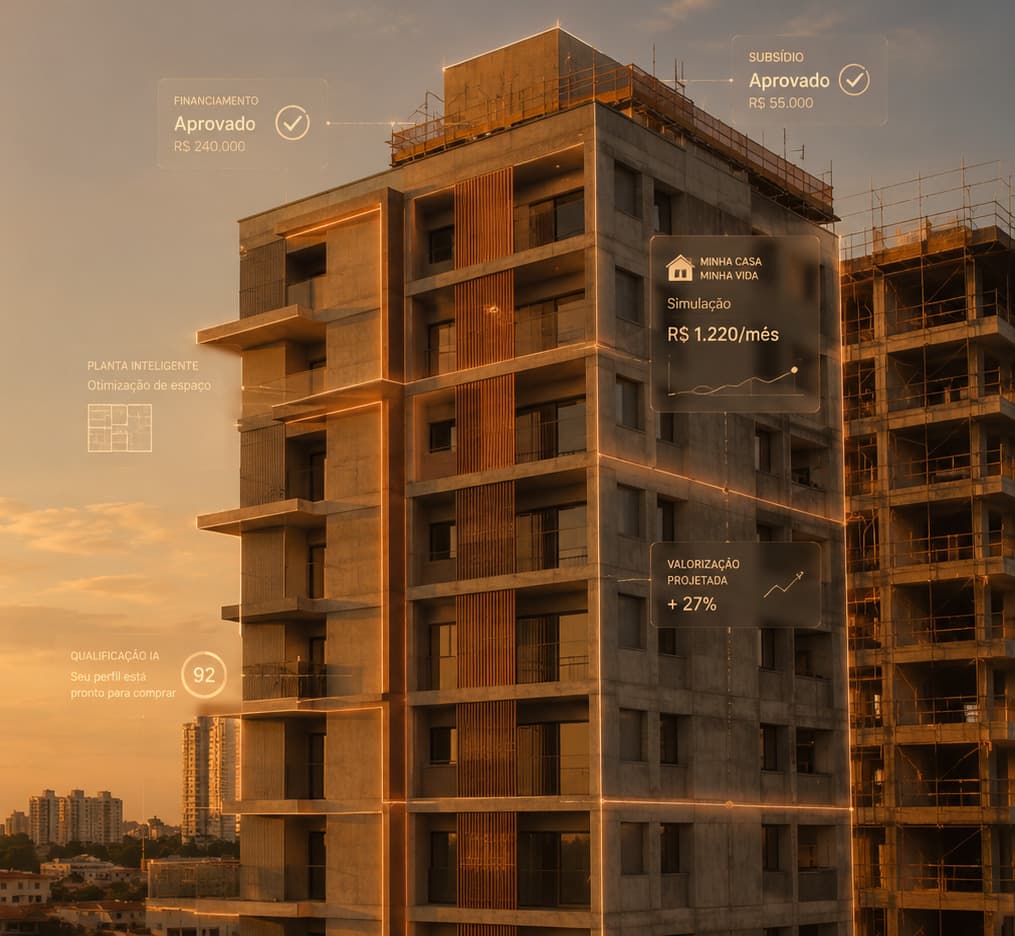 Prédio inteligente com tecnologia de IA para habitação